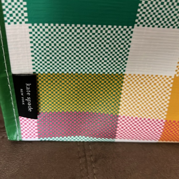 Kate Spade New York Colorful Plaid Grocery Tote Reusable Shopping Bag - Picture 3 of 3